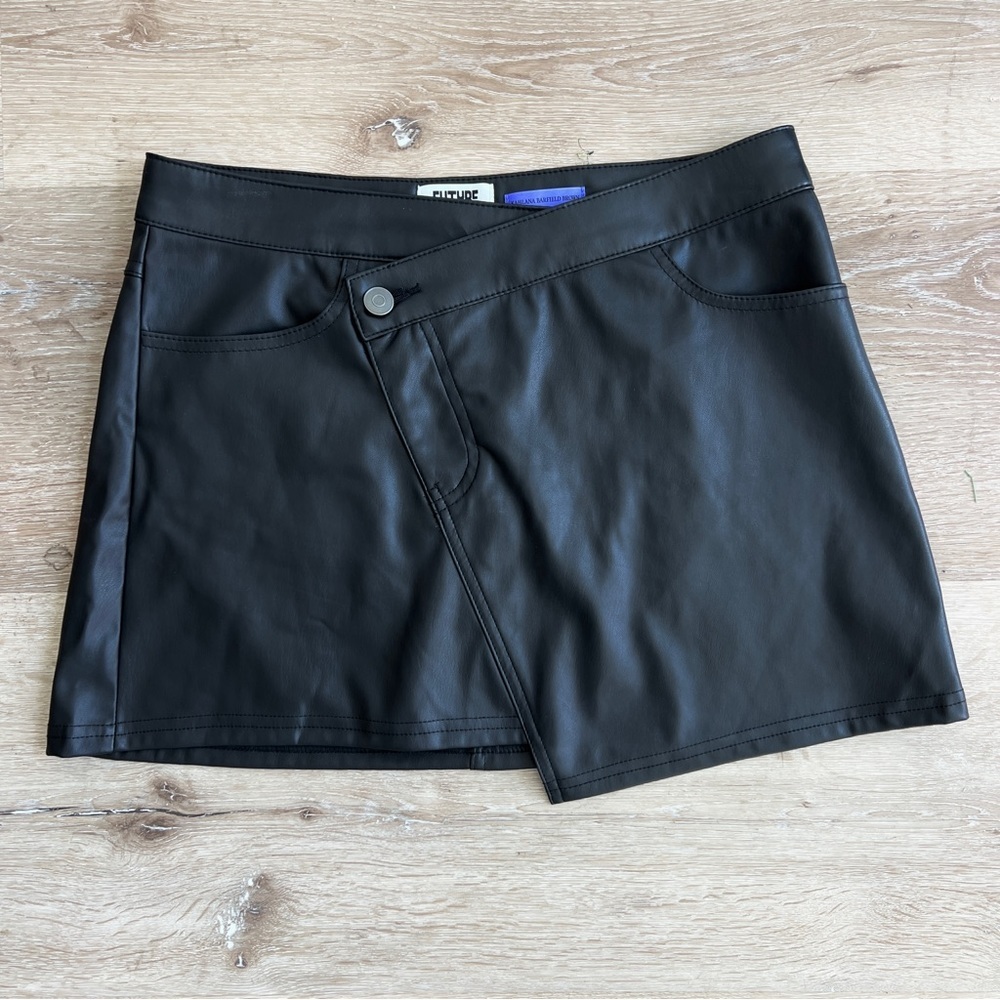 Future Collective Goth Faux Leather Mini A-Line Skirt